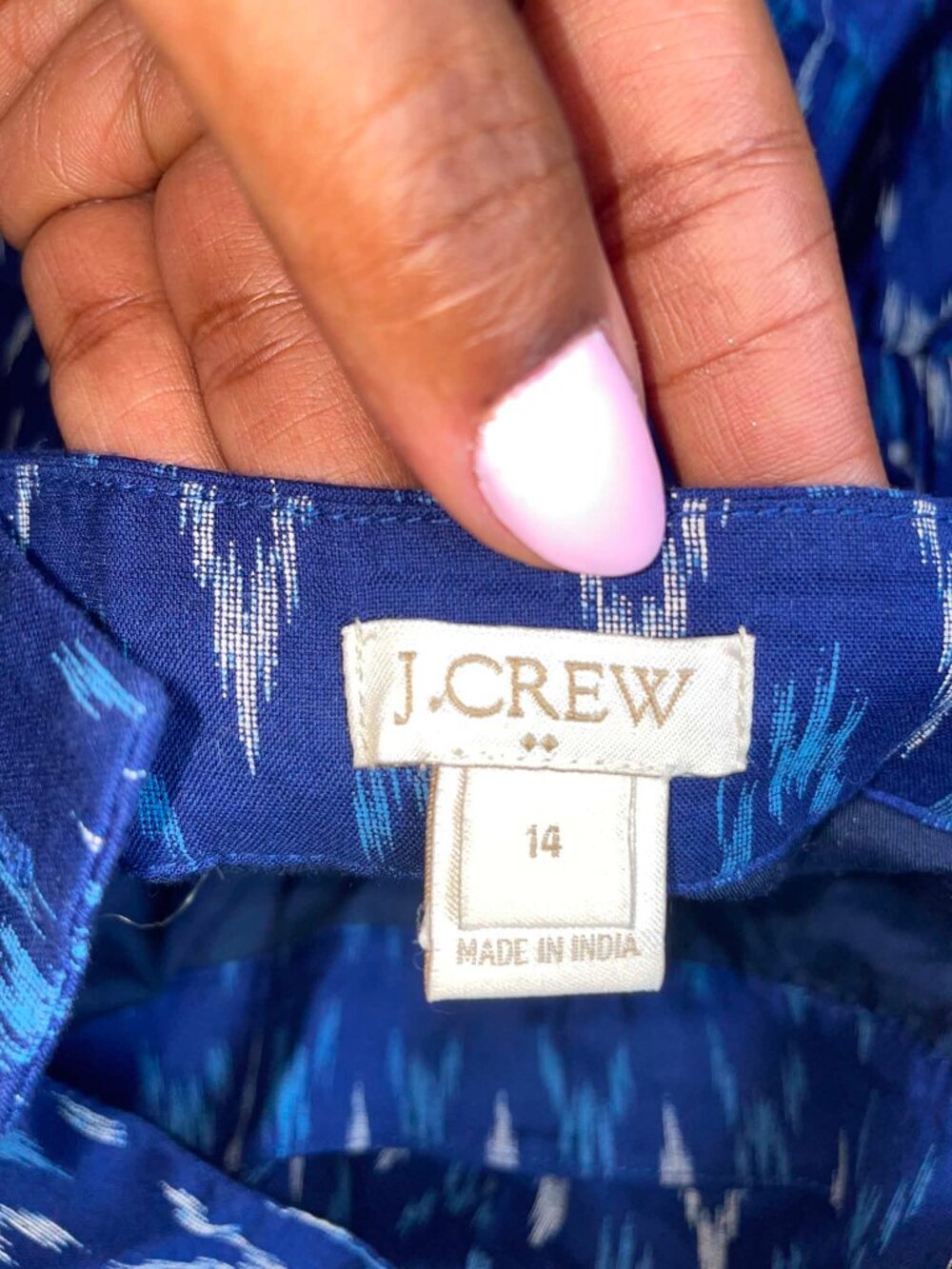 J.Crew Blue Ikat Maxi Dress Size 14 - Picture 6 of 10